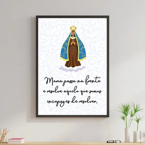 Quadro Maria Passa Na Frente 45x34cm - com vidro:Madeira preta
