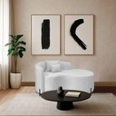Ver imagem 1 de Divã Recamier Curvo Sala de Estar Recepção Inglaterra 150cm Pés Metal Preto Lado Direito Boucl