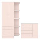 Ver imagem 1 de Quarto de Bebê Doce Sonho com Roupeiro 825 e Cômoda Sapateira 2561 Qmovi Rosa Acetinado