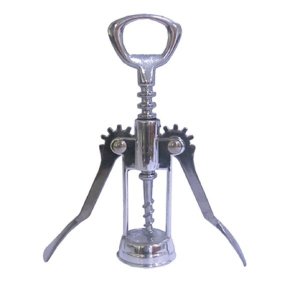 Saca Rolhas Tipo Borboleta 2 em 1 Abridor Garrafa Vinho Metal Cromado Prático Manual Acessório