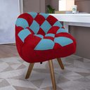 Ver imagem 1 de Poltrona Paloma Escritório Sala Giratória Madeira Suede Vermelho e Suede Azul Turquesa - Dominic Dec
