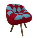 Ver imagem 2 de Poltrona Paloma Escritório Sala Giratória Madeira Suede Vermelho e Suede Azul Turquesa - Dominic Dec