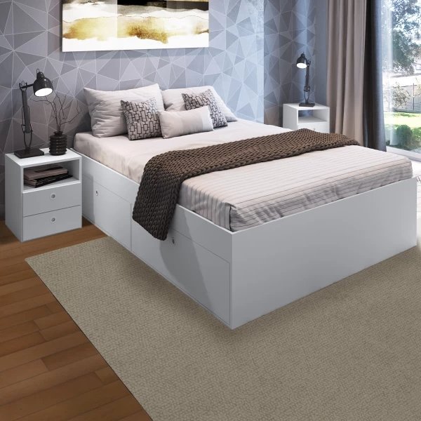 Cama Queen 160 Com 4 Portas Tokio Art in Móveis Branco