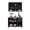 Ver imagem 3 de Cozinha Compacta Bariloche 6 Portas 2 Gavetas com Pés 100% MDF Chumbo - Indékes
