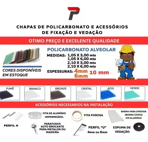 Chapa Policarbonato Alveolar Fumê 2,10 X 6,0 6mm - 5