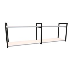 Nicho Industrial 2 Prateleiras Copacabana Ferro Preto Tampo Branco 120cm - 1