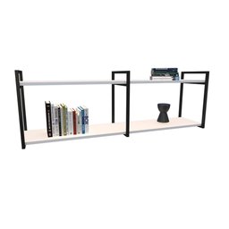 Nicho Industrial 2 Prateleiras Copacabana Ferro Preto Tampo Branco 120cm - 2