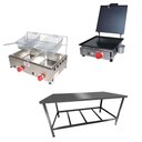 Ver imagem 1 de Kit Lanchonete Mesa de Manipulação 120x55cm + Fritadeira a Gás 2 Cuba + Chapa a Gás 30cm