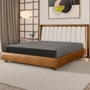 Ver imagem 2 de Cama King 140cm Cairo e Cabeceira Luara Sintético Caramelo/Creme Z37 - Mpozenato
