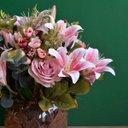 Ver imagem 7 de Arranjo de Flores Artificiais Rosas e Lírios Cor Rosa Claro Redondo