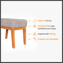 Banqueta Fiorano em Madeira Maciça Eucalipto Conforto Elegância para Seu Lar conforto e Praticidade - 2