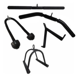 Kit 5 Barras Puxadores Pulley Reto Curvo Corda V Triangulo - 1