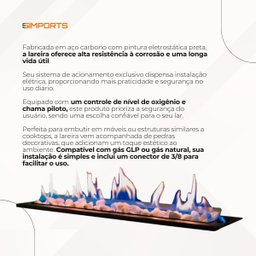 Lareira a Gás Interna de Embutir 80cm:lareira a Gás Glp 80 Cm - 7