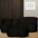 Ver imagem 2 de Kit 1 Poltrona 1 Namoradeira e 1 Puff Grande Orgânico Beatriz Veludo Composê Corino Preto - Estopar 