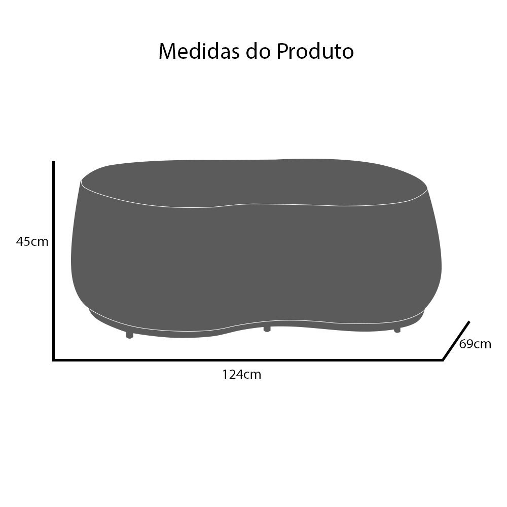 Kit 1 Poltrona 1 Namoradeira e 1 Puff Grande Orgânico Beatriz Veludo Composê Corino Preto - Estopar  - 12