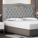 Ver imagem 2 de Cabeceira de Cama Box Helena Casal 140 Cm Capitonê Retro Botão Encapados Suede Prata Eli Móveis