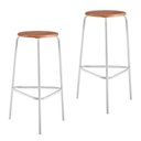 Ver imagem 2 de Kit 2 Banquetas para Cozinha com Base de Aço Cumbuca Branco/Nature