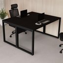 Ver imagem 1 de Plataforma de Trabalho 1,20 m X 1,20 m 2 Lugares Pés Metal 100% MDF F5 Office Cor:Preto