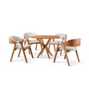 Ver imagem 3 de Conjunto de Mesa Redonda 100cm com 4 Cadeiras Gaia Cinza/Freijó