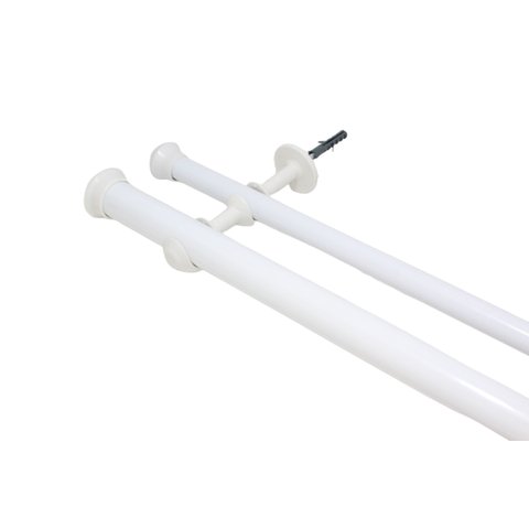 Kit Varão para Cortinas 2,0mtsduplo 19/28mm Branco