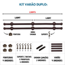 Kit Varão para Cortinas 2,0mts Duplo 19/28mm Tabaco - 3
