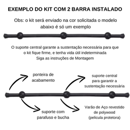 Kit Varão para Cortinas 2,0mts Duplo 19/28mm Tabaco - 4