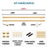Kit Varão para Cortinas 2,0mts Duplo 19/28mm Marfim - 3