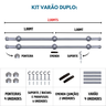 Kit Varão para Cortinas 2,0mts Duplo 19/28mm Prata - 3