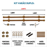 Kit Varão para Cortinas 2,0mtsduplo 19/28mm Ouro Velho - 3