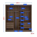 Ver imagem 7 de Guarda-Roupa Casal 2 Portas 6 Gavetas 100% MDF Hawai Marrom/Castanho/Off White