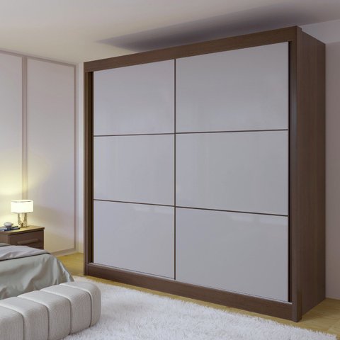 Guarda-Roupa Casal 2 Portas 6 Gavetas 100% MDF Hawai Marrom/Castanho/Off White