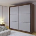 Ver imagem 1 de Guarda-Roupa Casal 2 Portas 6 Gavetas 100% MDF Hawai Marrom/Castanho/Off White