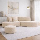 Ver imagem 4 de Sofa Virgínia Curvo em Bouclé Kit com Puff | Conforto e Design Moderno
