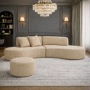 Ver imagem 5 de Sofa Virgínia Curvo em Bouclé Kit com Puff | Conforto e Design Moderno