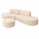 Ver imagem 3 de Sofa Virgínia Curvo em Bouclé Kit com Puff | Conforto e Design Moderno