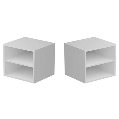 Jogo Mesa de Cabeceira Nicho Branco em MDF