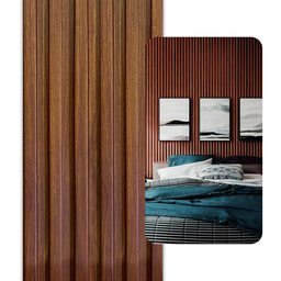 Kit 10 Painel Ripado Wpc Interno Wave Cor: Imbuia 2,90m X 16cm (0,46m²) Woopo - 5