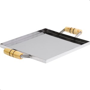 Chapa Bifeteira para Fogão de Aço Inox Alça de Madeira