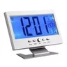 Relógio de Mesa Digital Calendário Despertador Prata - 3
