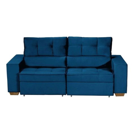 Sofá Baú San Marino Retrátil e Reclinável 3 Lugares Sofatec Azul
