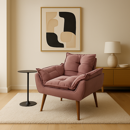Poltrona Luxo para Recepção Sala Espera Clínica Estética:rosa - 1