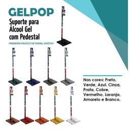Suporte em Aço para Álcool Gel com Pedal Branco - 2 Suporte em Aço para Álcool Gel com Pedal Branco - 2