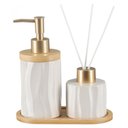 Ver imagem 1 de Kit Lavabo Banheiro Bambu Aromatizador Saboneteira Líquida 375