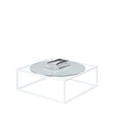 Ver imagem 1 de Mesa De Centro Sala 84x84x35cm Aço Branco e Vidro Industrial Moon Don Castro Decor