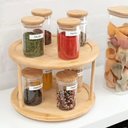 Ver imagem 4 de Organizador Giratório Multiuso de Bambu 2 Andares 25x18cm - Paramount