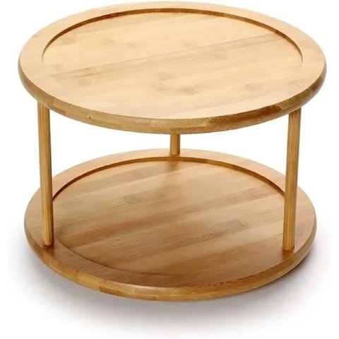 Organizador Giratório Multiuso de Bambu 2 Andares 25x18cm - Paramount