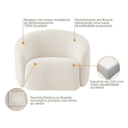Ver imagem 5 de Kit Sofá 3 Lugares 180cm e 2 Poltronas Orgânico Luxo Recepção Sala de Estar e TV Amore Bouclé Bege-