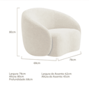 Ver imagem 7 de Kit Sofá 3 Lugares 180cm e 2 Poltronas Orgânico Luxo Recepção Sala de Estar e TV Amore Bouclé Bege-