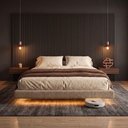 Ver imagem 6 de Cama Box Casal Osaka Flutuante Base Estofada Bouclê Capuccino Desk Design