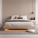 Ver imagem 4 de Cama Box Casal Osaka Flutuante Base Estofada Bouclê Capuccino Desk Design